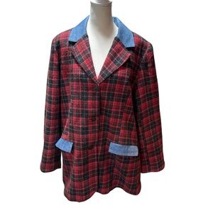 Plaid Women's Jacket with Blue Accents